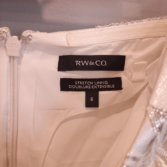 RW&Co Strapless Floral Embroidered Fit Flare Formal Dress Metallic Bridal Prom - Picture 10 of 13